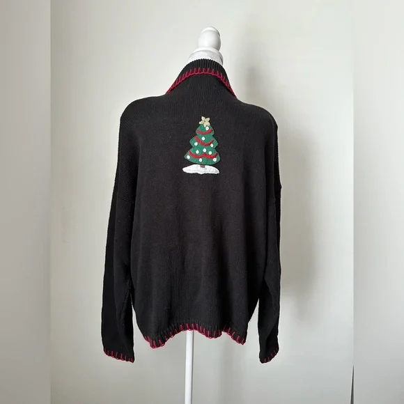TIARA Vintage Festive Christmas Holiday Knit Cardigan Sweater Women’s Size XL - Picture 5 of 10